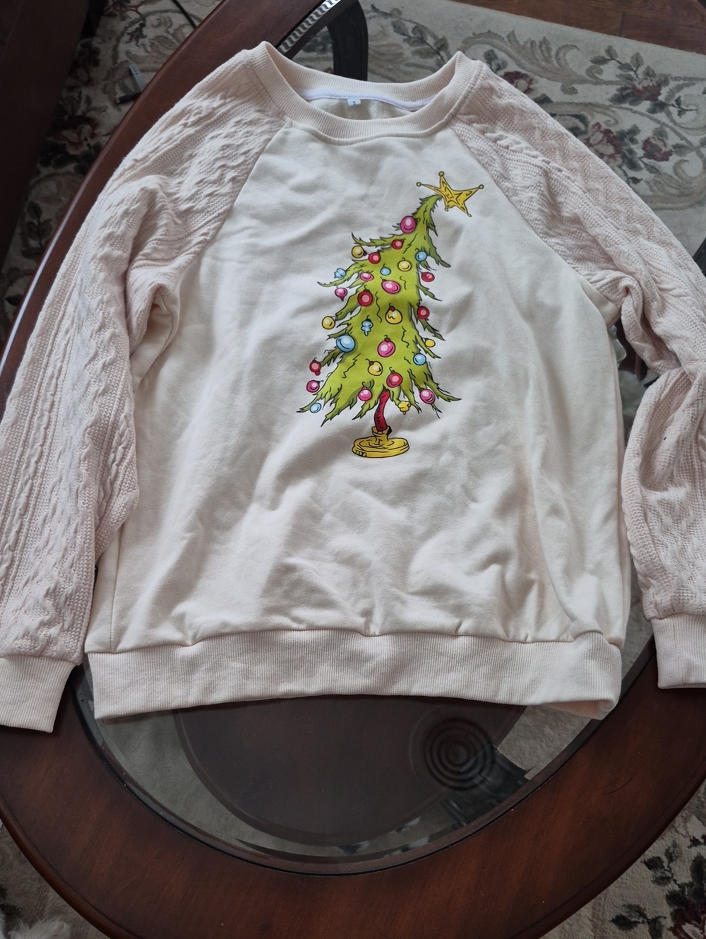 Women’s Cream Holiday Sweatshirt with Tree Graphic